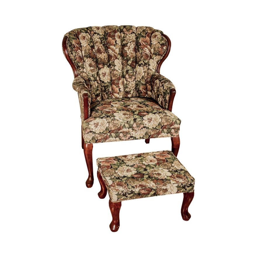 Wingback Chair and Ottoman with Floral Print by Best