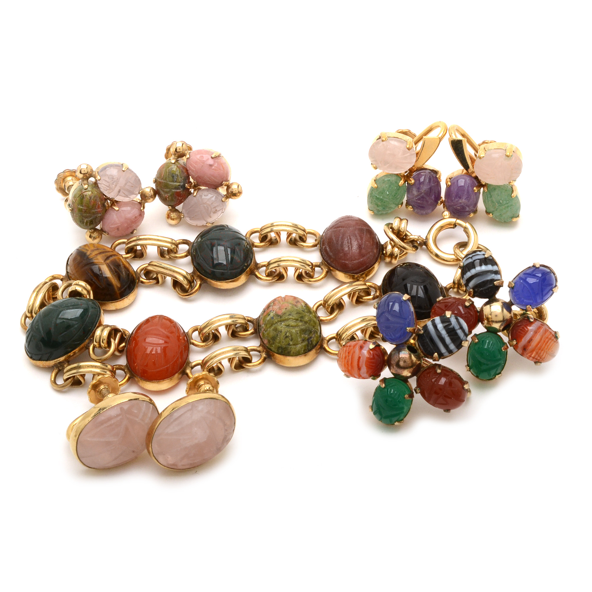 Vintage Gold Filled Gemstone "Scarab" Jewelry