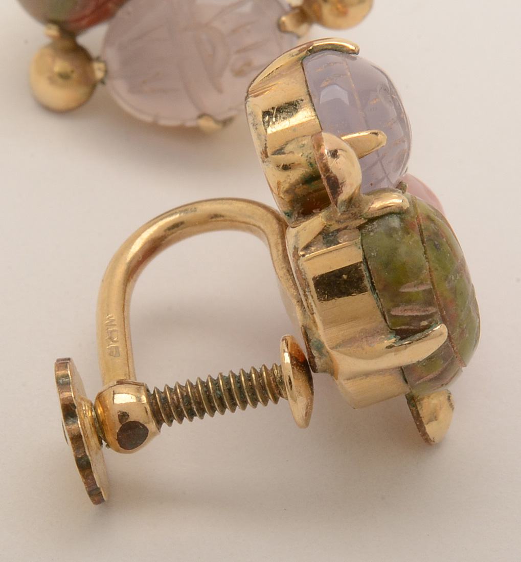 Vintage Gold Filled Gemstone "Scarab" Jewelry