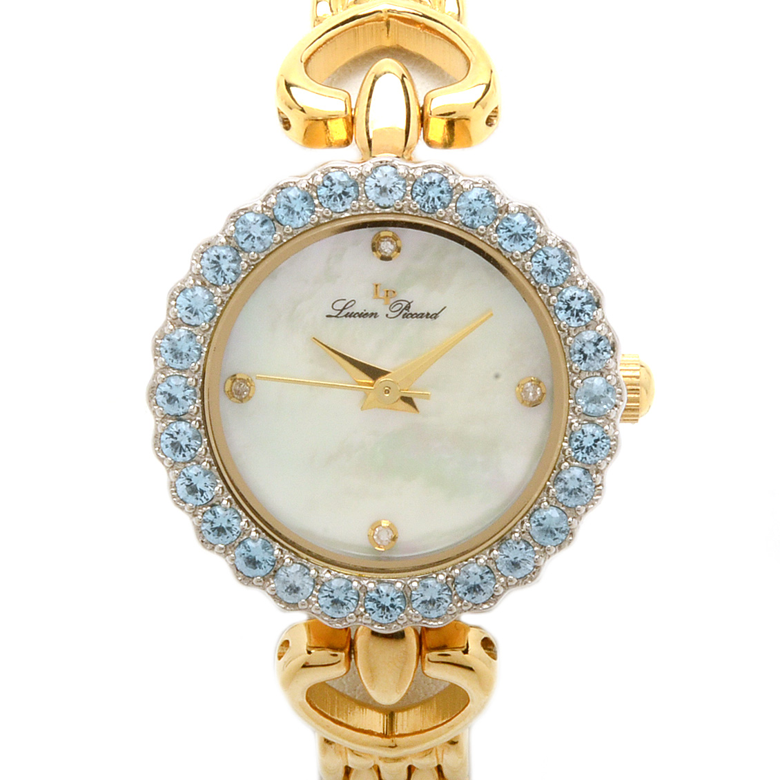 Lucien Piccard "Roma" Blue Topaz Bezel Watch