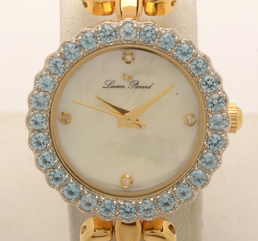 Lucien Piccard "Roma" Blue Topaz Bezel Watch