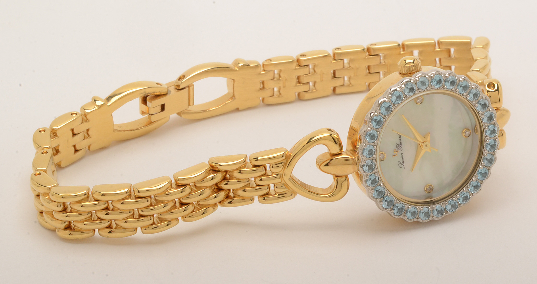 Lucien Piccard "Roma" Blue Topaz Bezel Watch