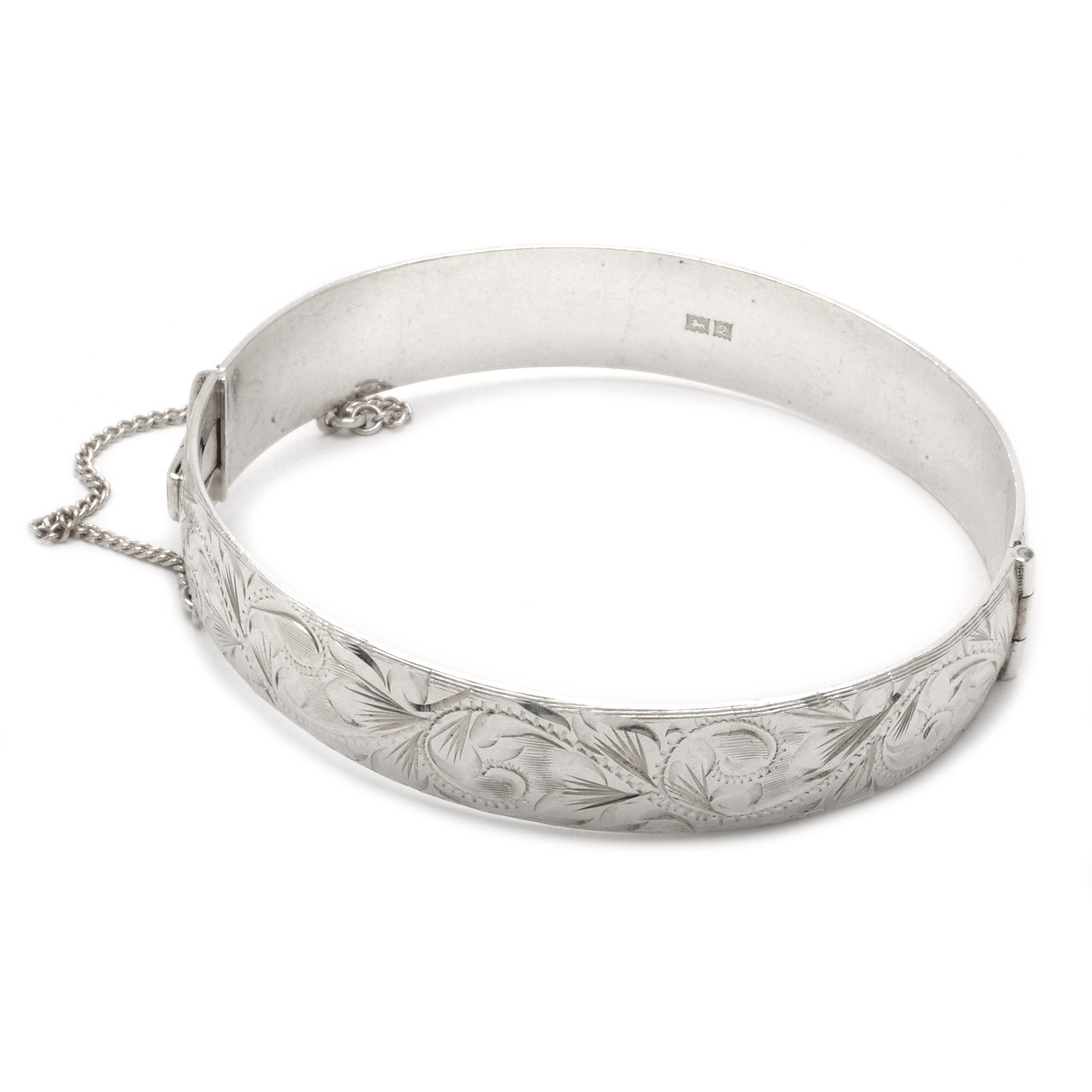 Vintage Sterling Silver British Bangle Bracelet