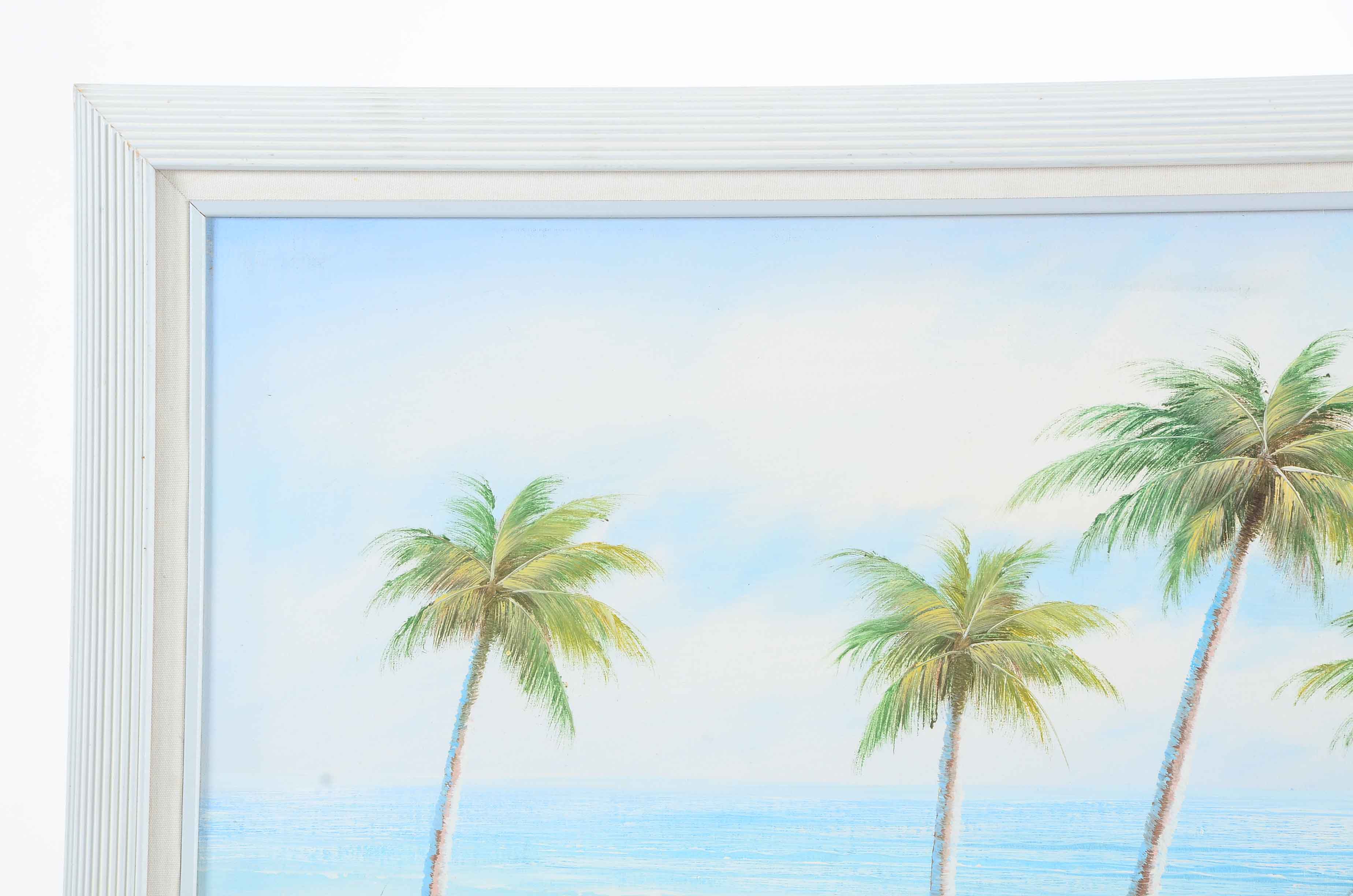 L. Marcus Oil Painting on Canvas of Beach Scene