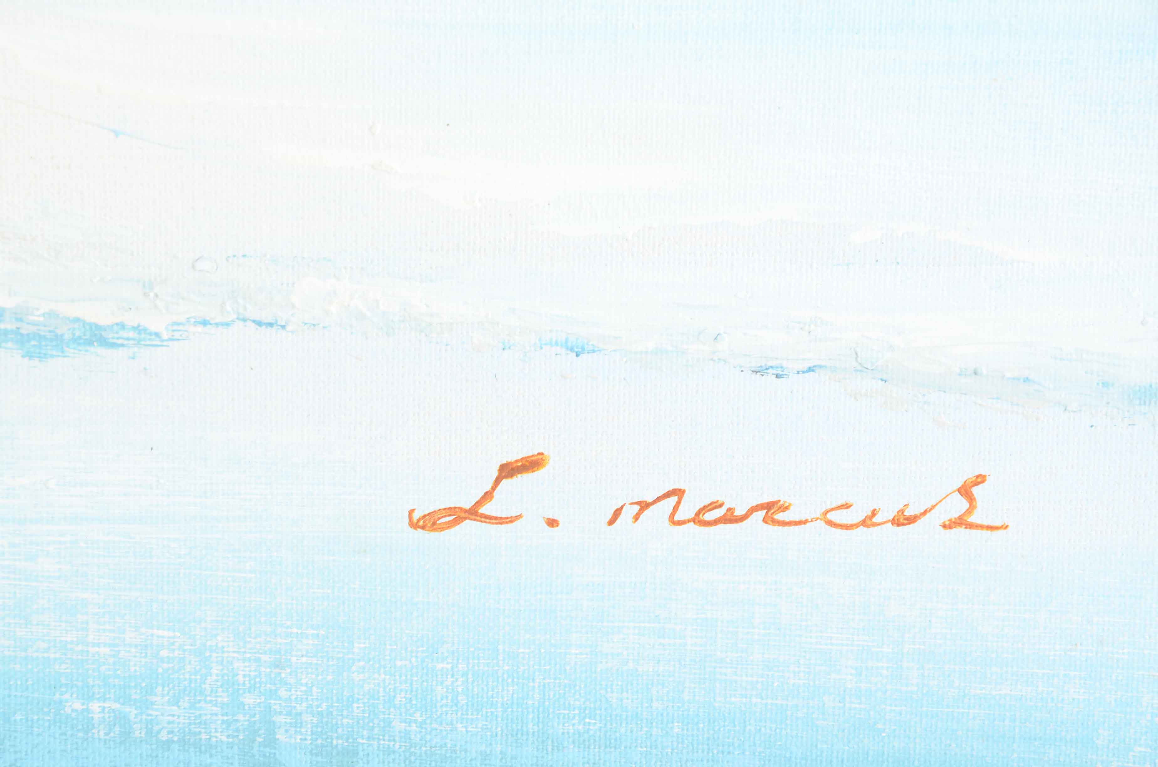 L. Marcus Oil Painting on Canvas of Beach Scene