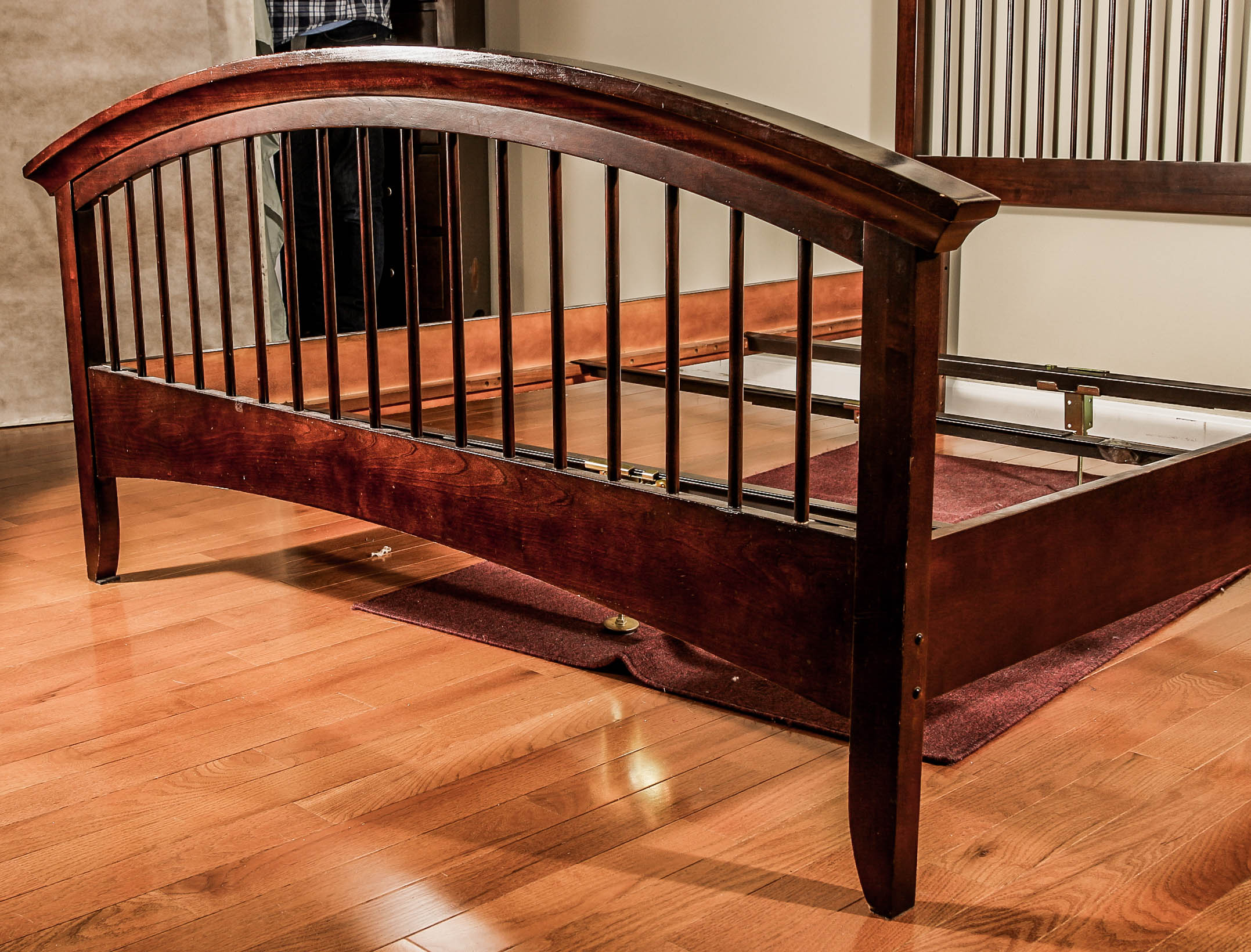 Mission Style Mahogany Bed and Side Chest