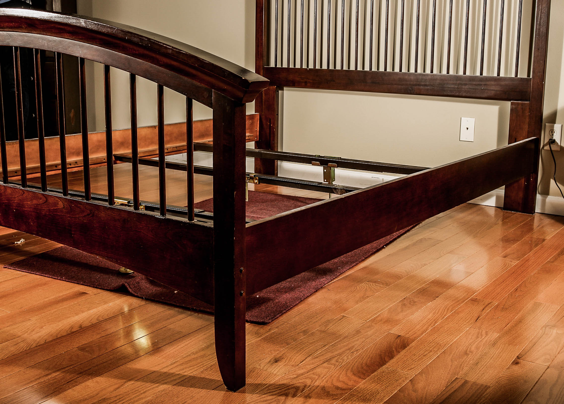 Mission Style Mahogany Bed and Side Chest