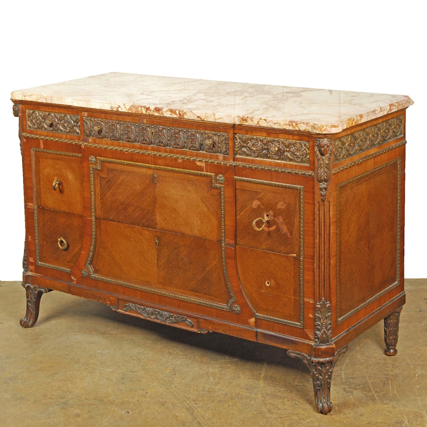 Vintage Louis XVI Style Parquetry Chest of Drawers
