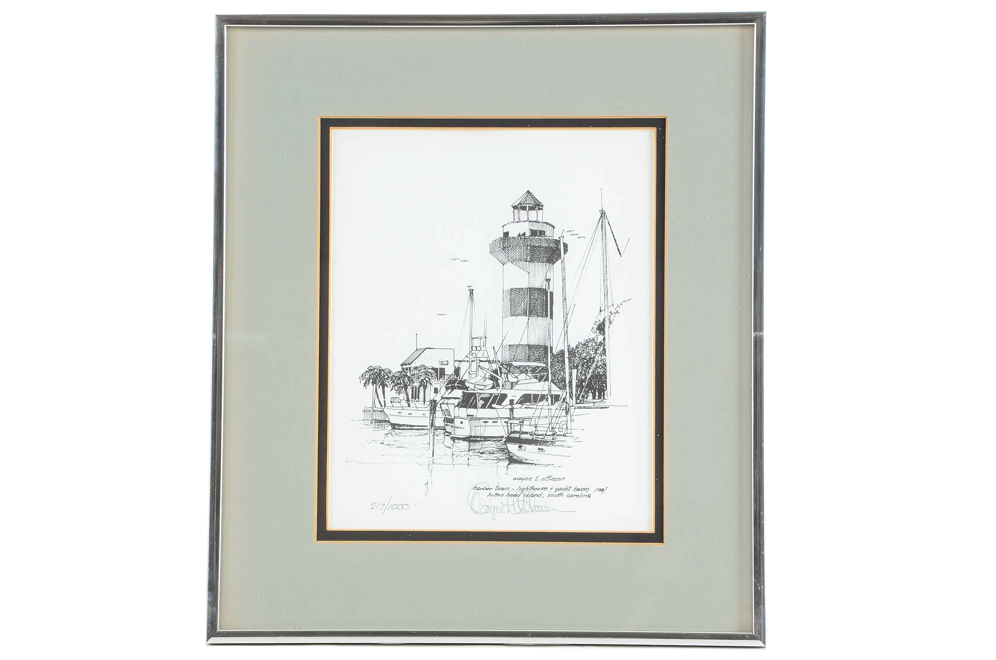 Two Signed Black and White Lithographic Prints