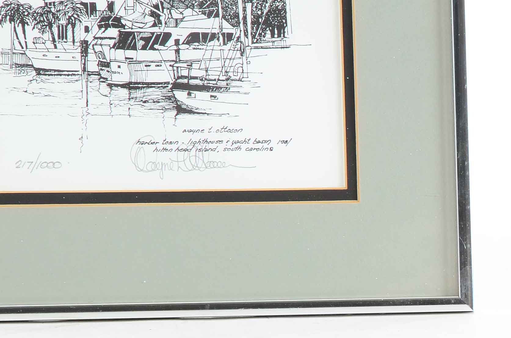 Two Signed Black and White Lithographic Prints