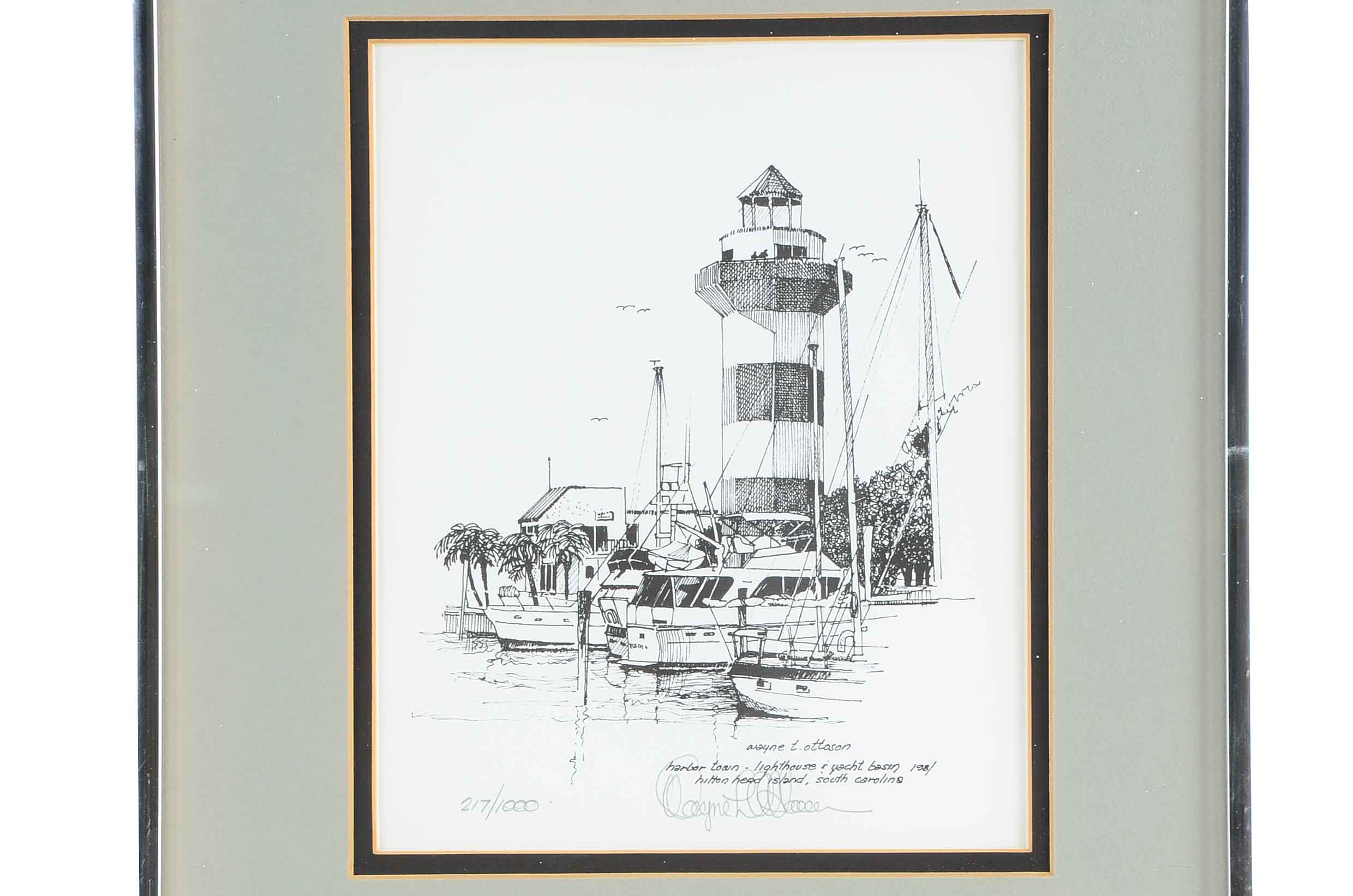 Two Signed Black and White Lithographic Prints