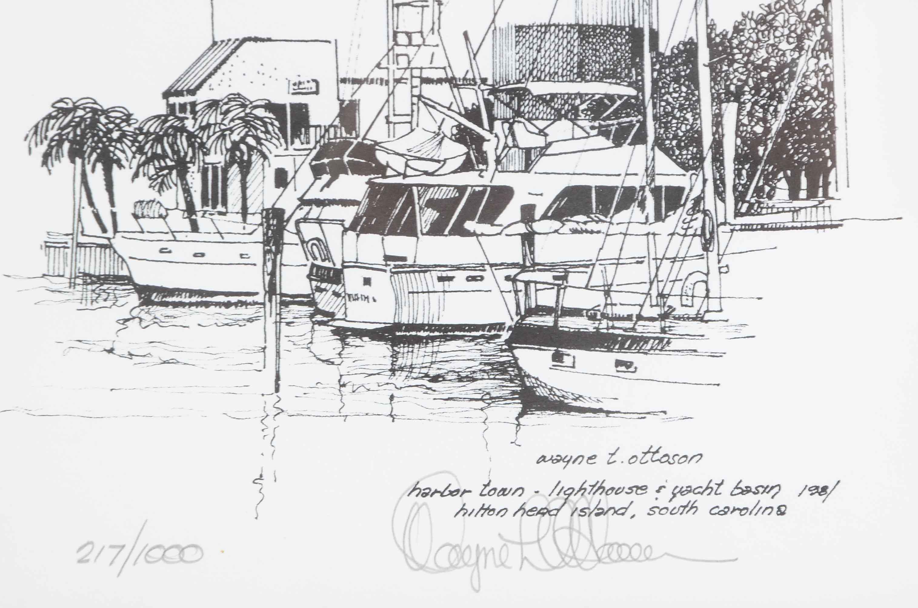 Two Signed Black and White Lithographic Prints