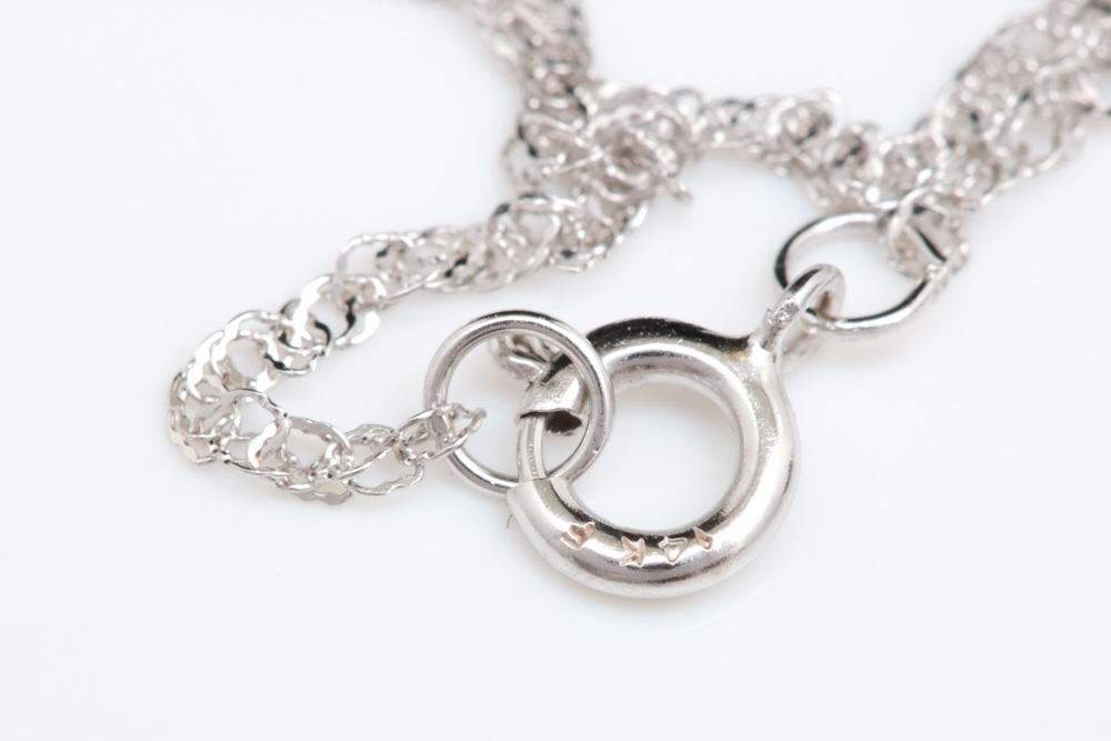 14K White Gold, Black Pearl and Diamond Pendant with Chain