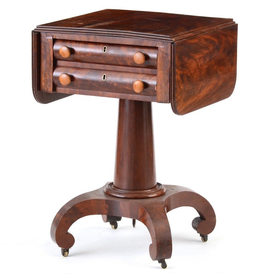 Antique Mahogany Late Empire Work Table