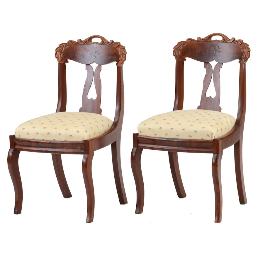 Pair of Antique Mahogany Late Empire Side Chairs