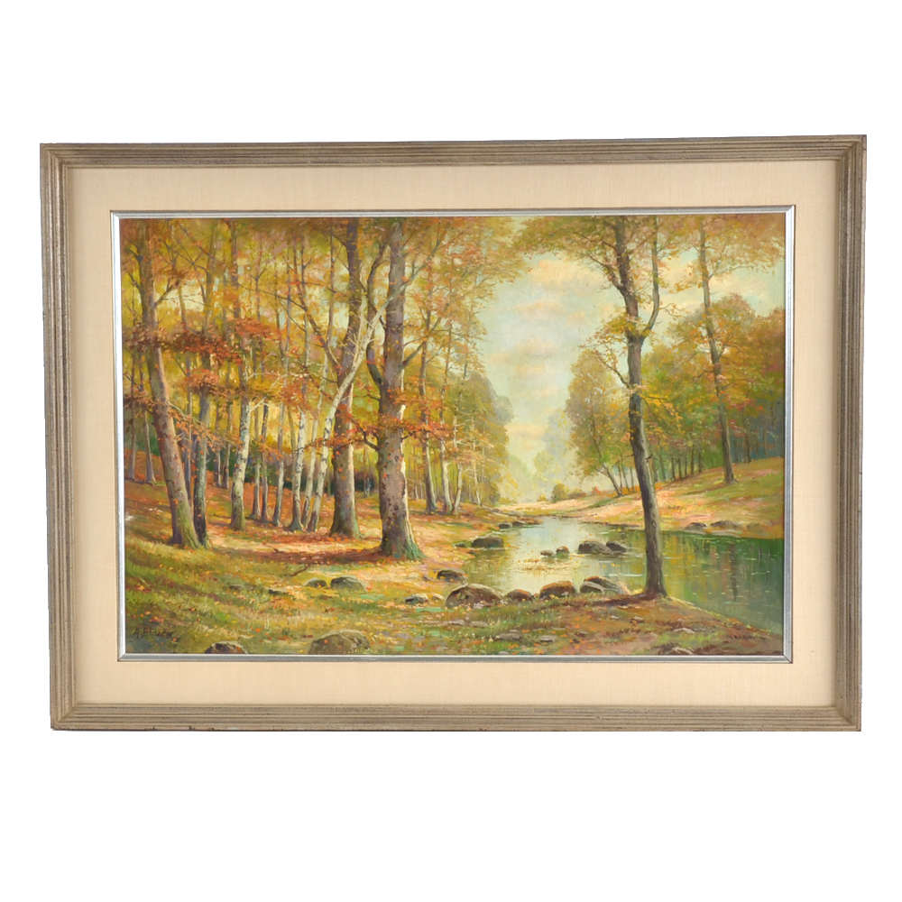 Albrt Blaetter Oil Painting on Canvas Board "Black Forest"