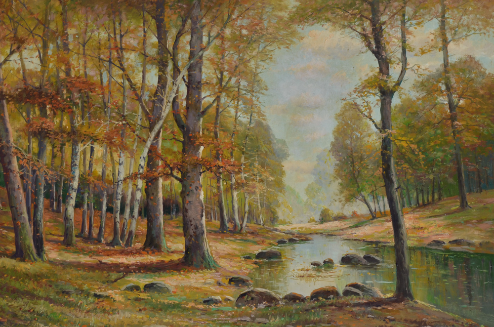 Albrt Blaetter Oil Painting on Canvas Board "Black Forest"