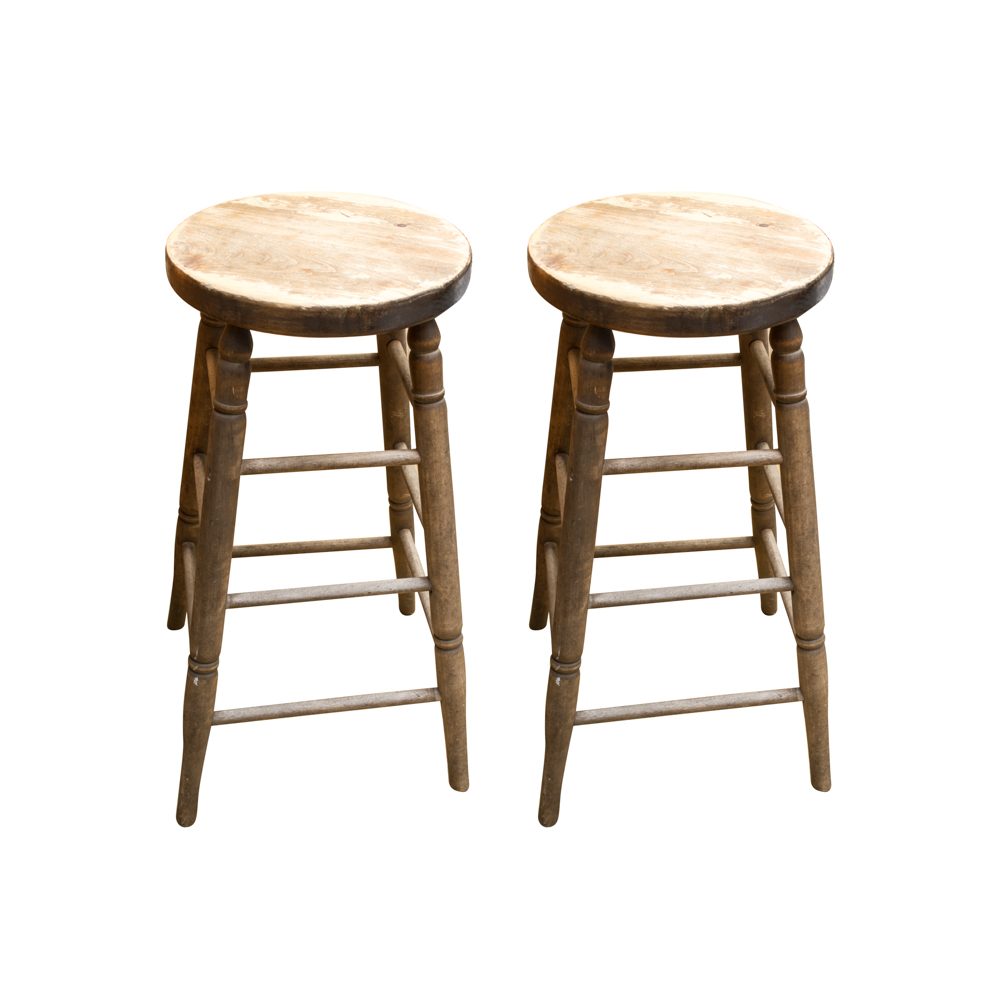 Pair of Vintage Wooden Stools