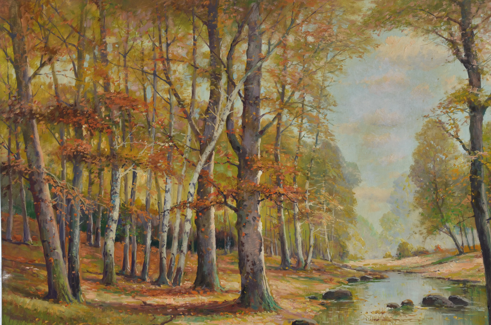 Albrt Blaetter Oil Painting on Canvas Board "Black Forest"