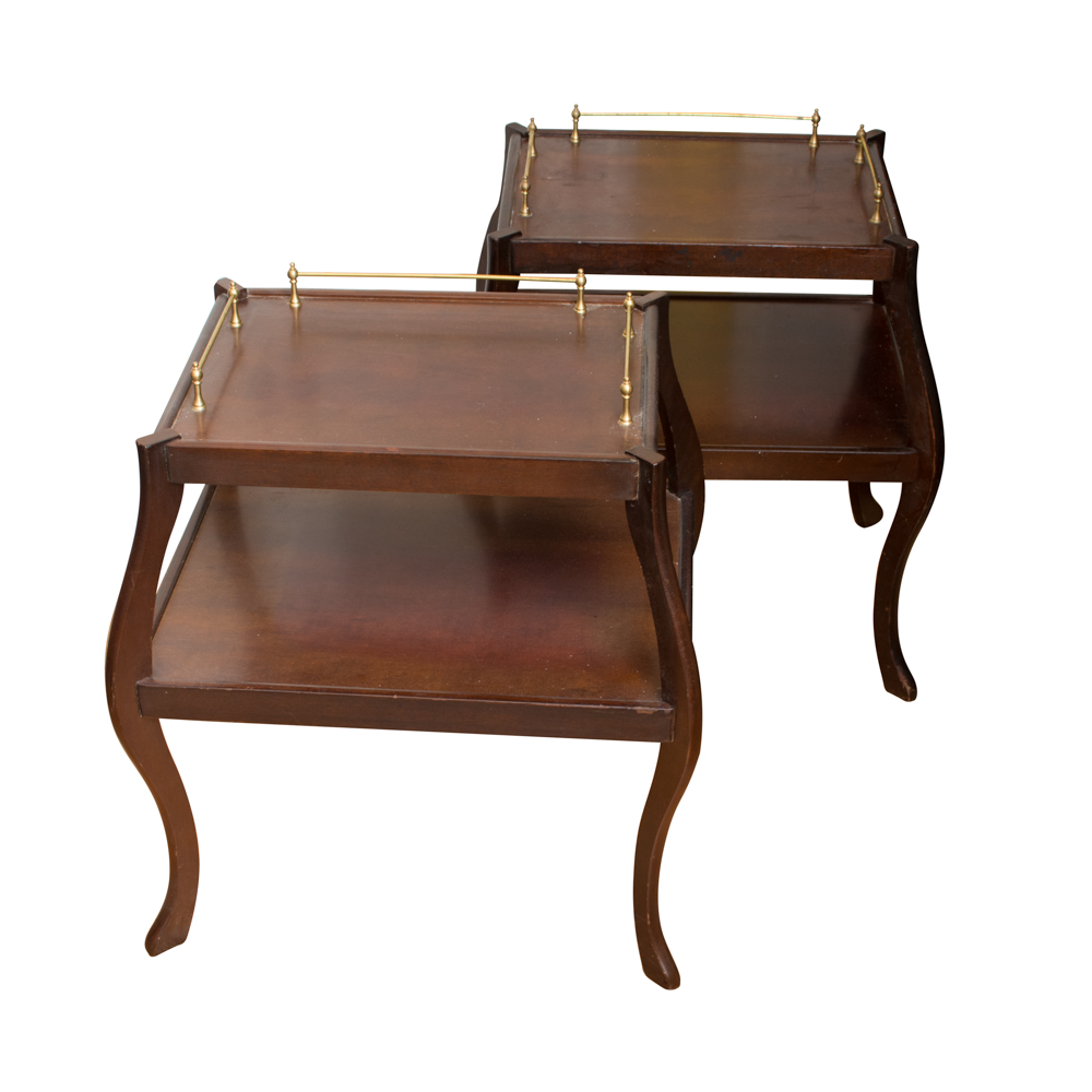 Cherry Stained Wooden End Tables