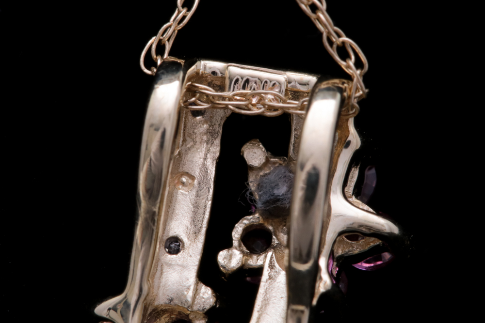 10K Yellow Gold, Pink Tourmaline, Garnet and Diamond Pendant with Chain