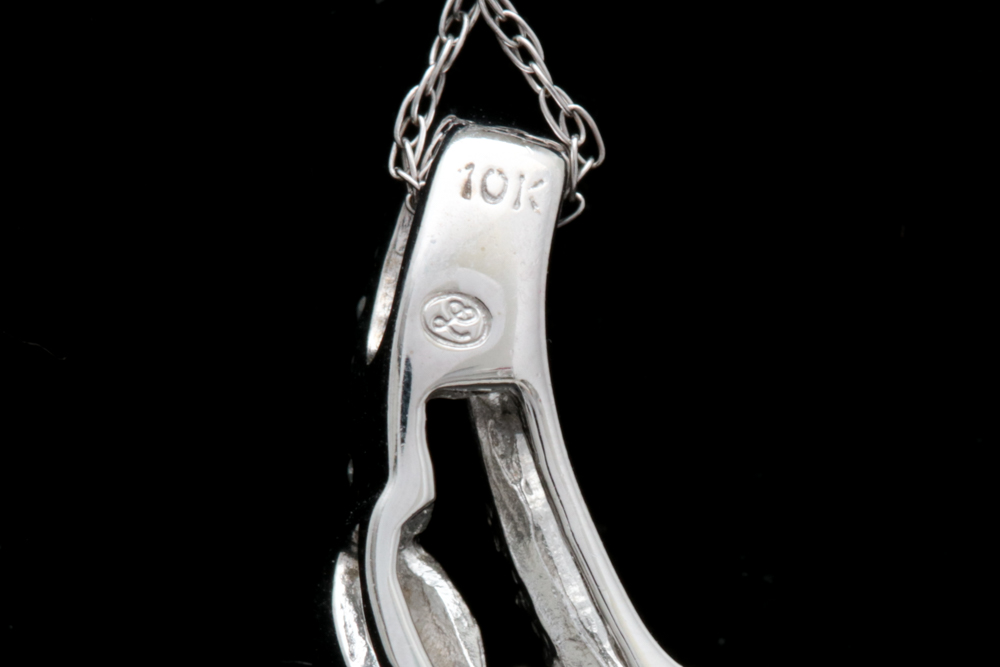10K White Gold and Diamond Pendant with Chain