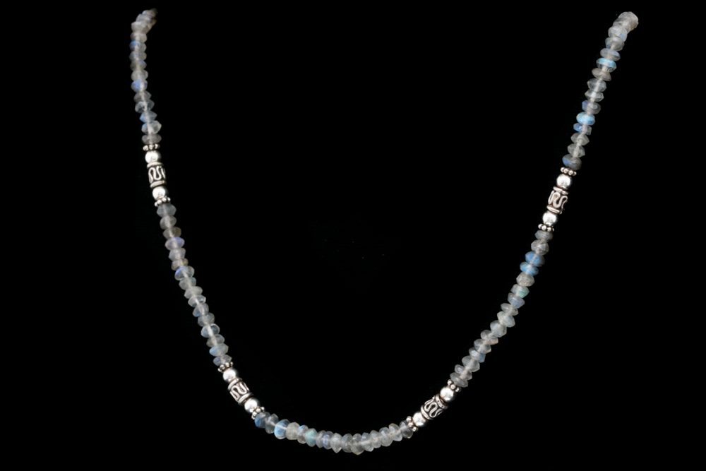 Sterling Silver and Labradorite Bead Necklace
