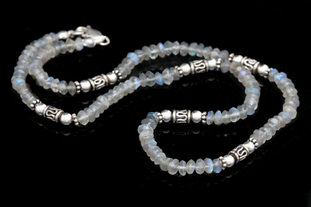 Sterling Silver and Labradorite Bead Necklace