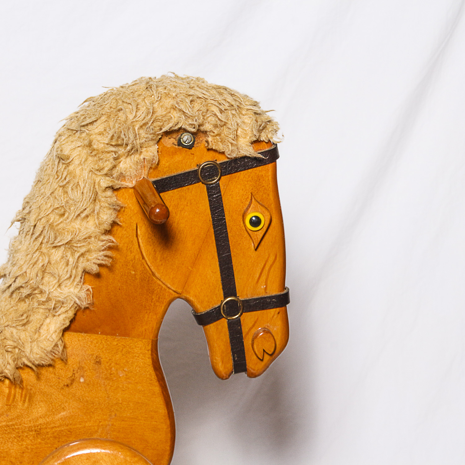 Wooden Rocking Horse with Leather Saddle