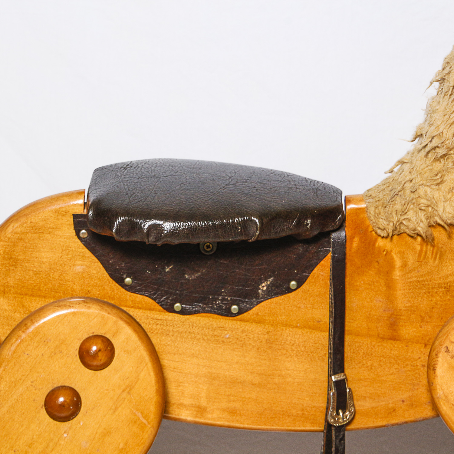 Wooden Rocking Horse with Leather Saddle