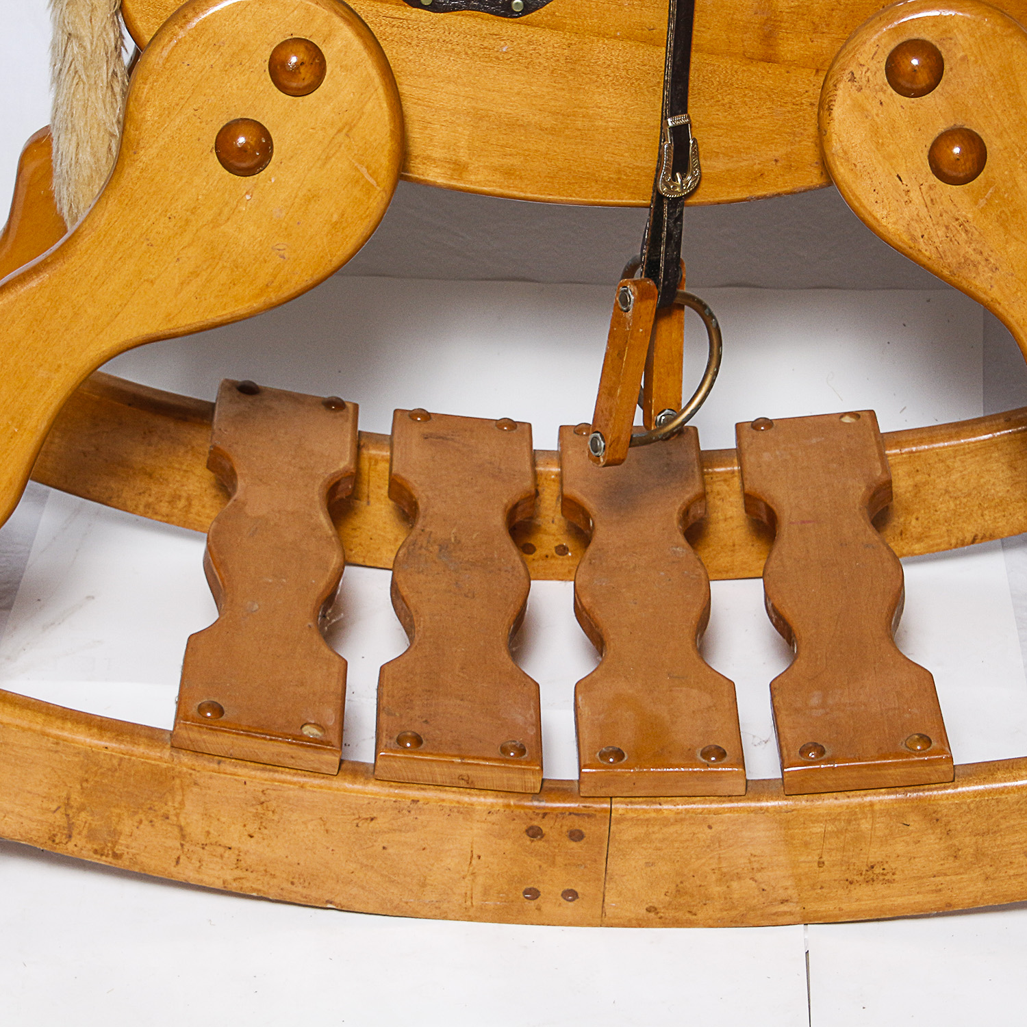 Wooden Rocking Horse with Leather Saddle