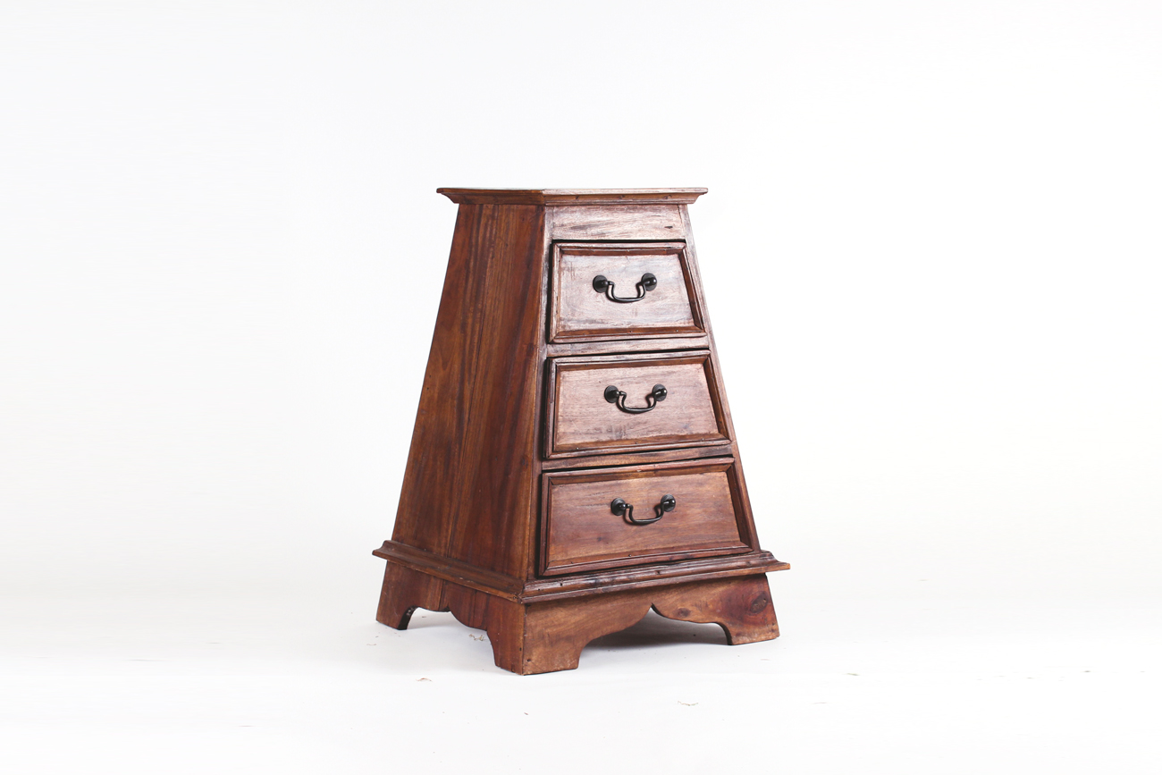 Pyramid Shaped Wooden End Table