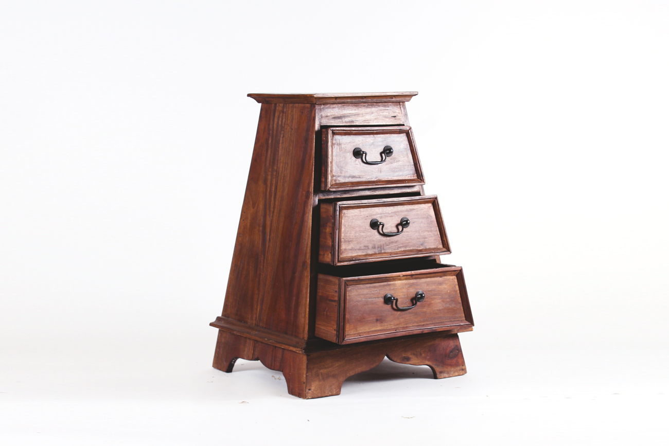 Pyramid Shaped Wooden End Table