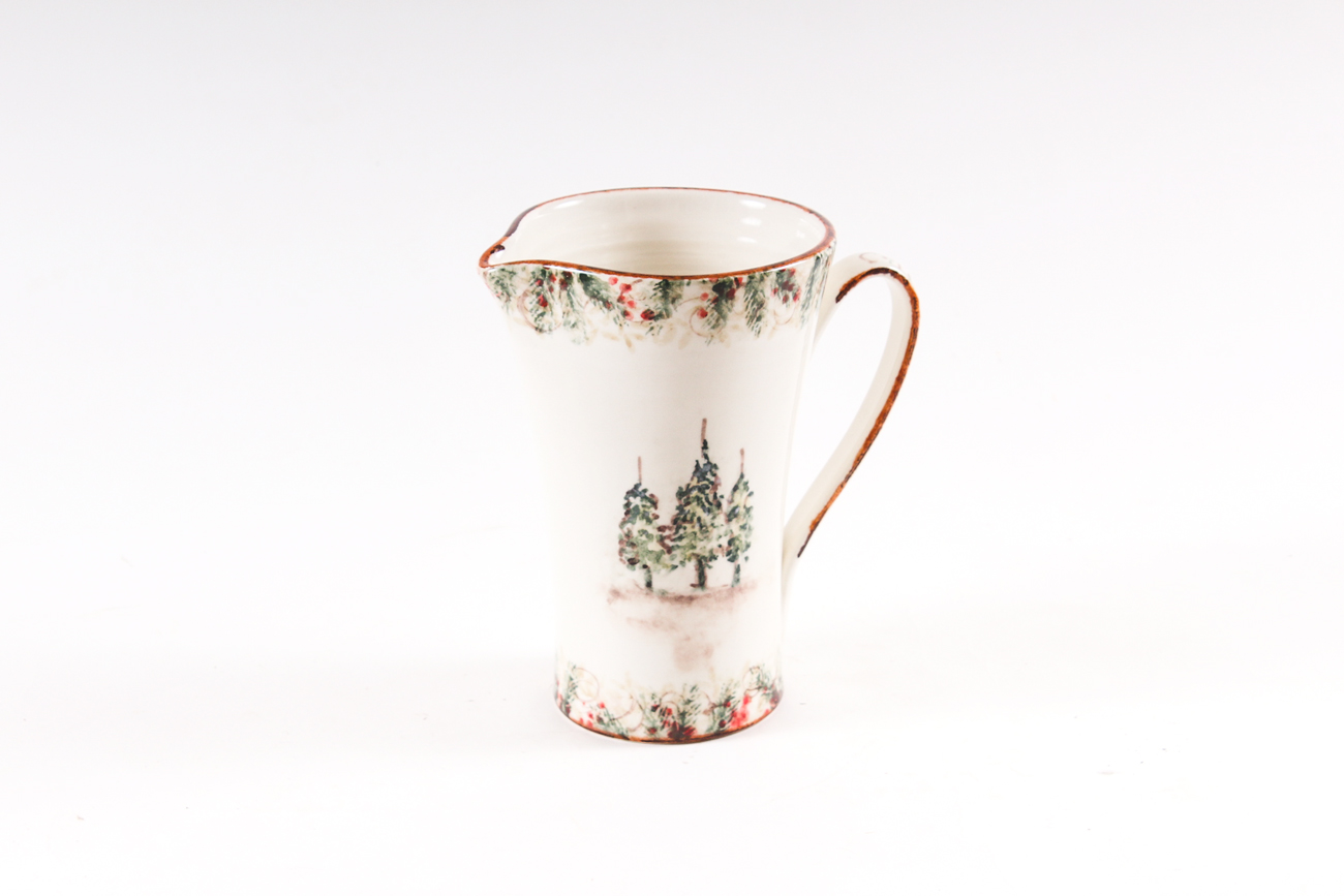 Arte Italica Ceramic Christmas Pitcher and Bowl Set
