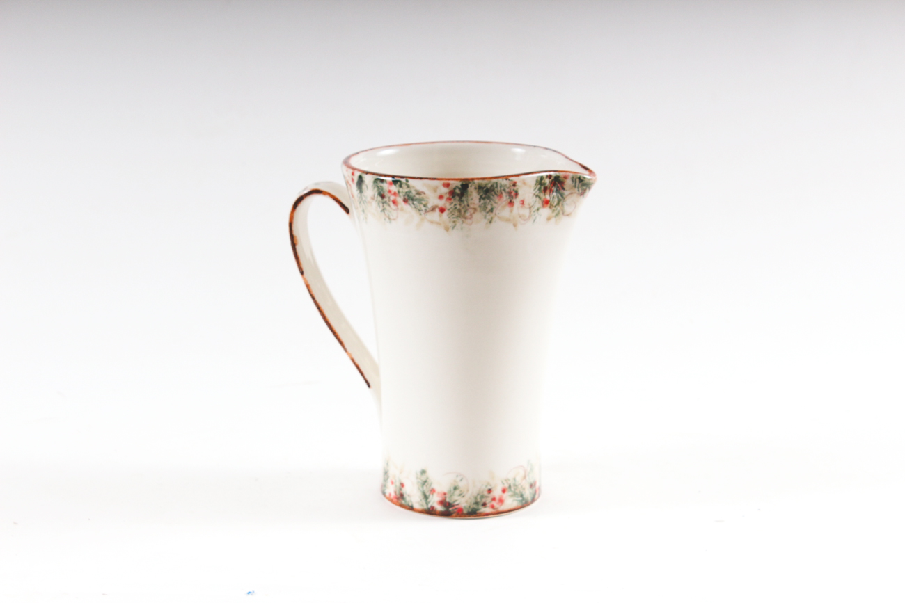 Arte Italica Ceramic Christmas Pitcher and Bowl Set