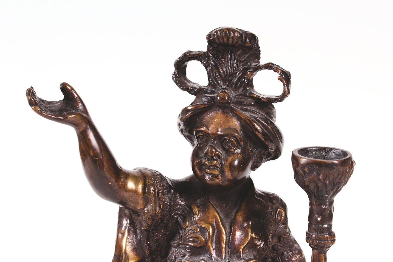 Bronze Torch Bearer Candlestick