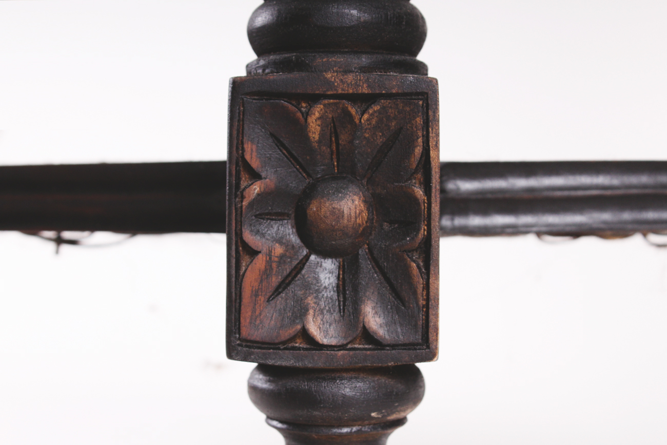 Wooden and Wicker Demilune End Table