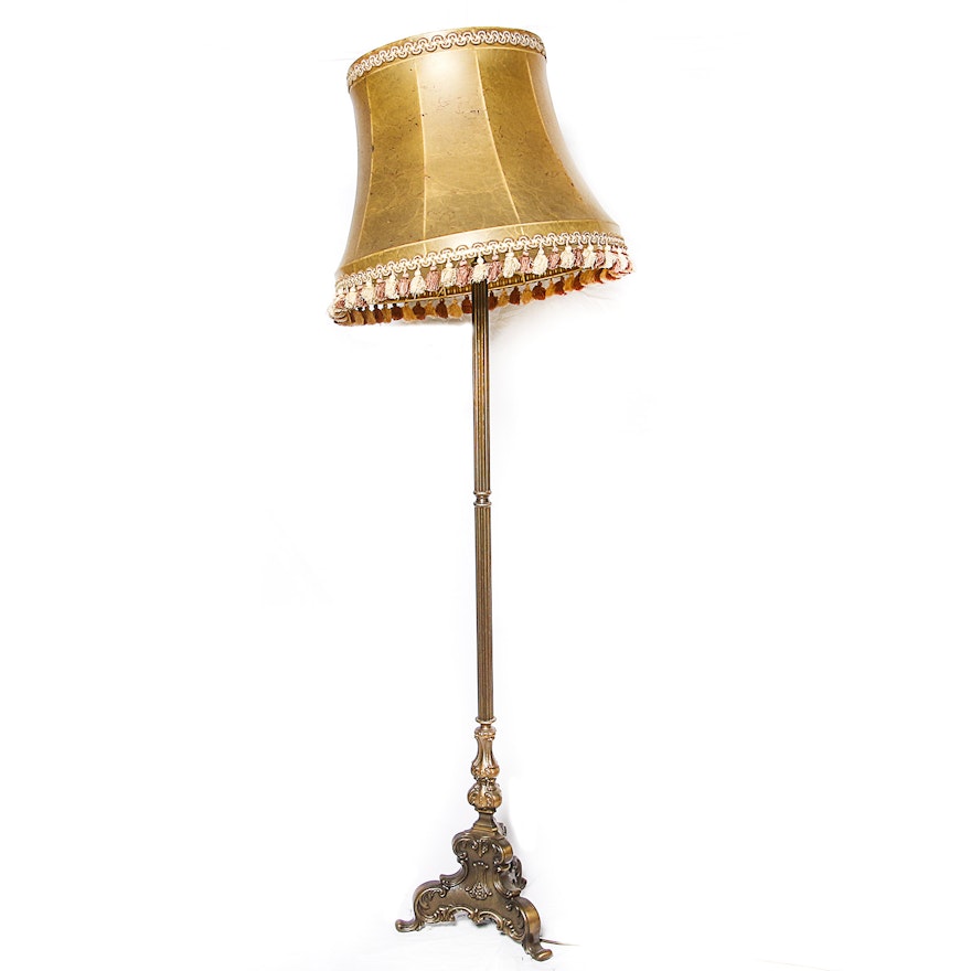 Metal Floor Lamp with Reeded Column