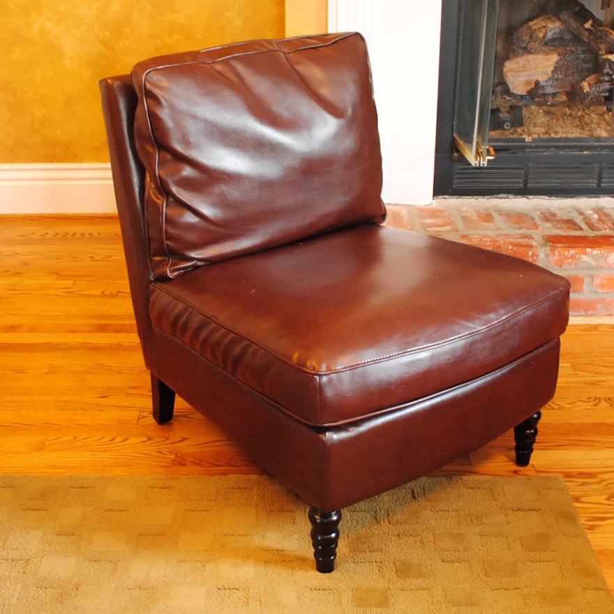 Brown Leather Slipper Chair