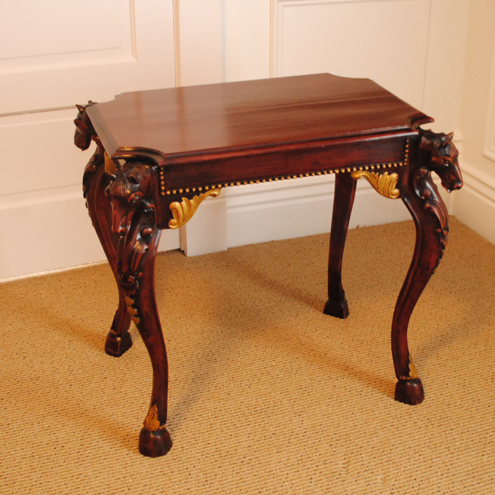 Carved Mahogany Horse Head Side Table