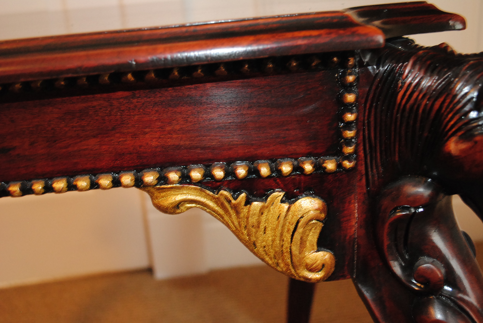 Carved Mahogany Horse Head Side Table