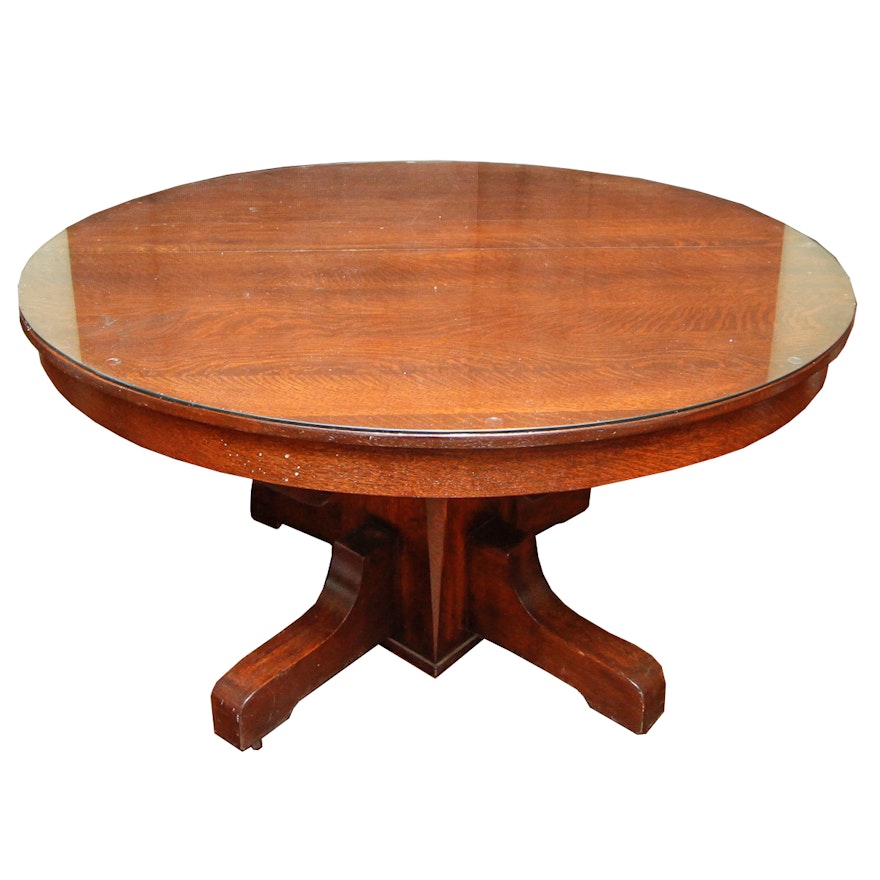 Vintage Mission Style Oak Dining Table