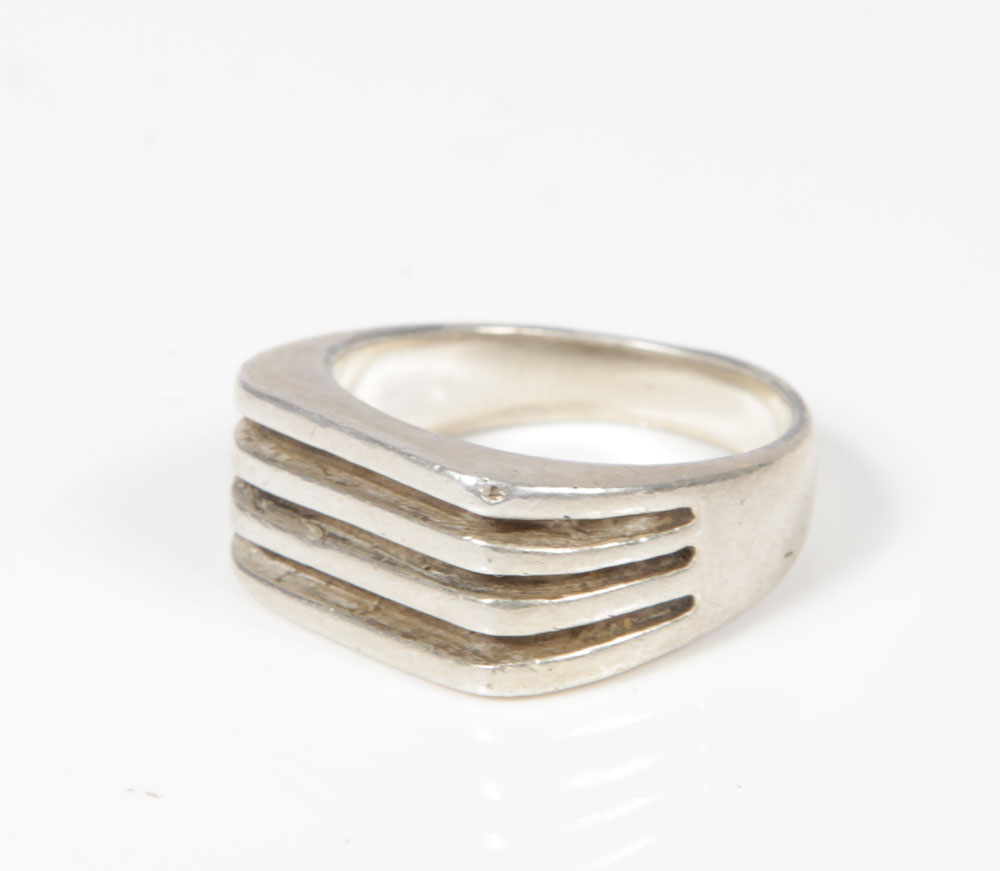 Mexican Sterling Silver Rope Barrel Ring with Men's Sterling Rings