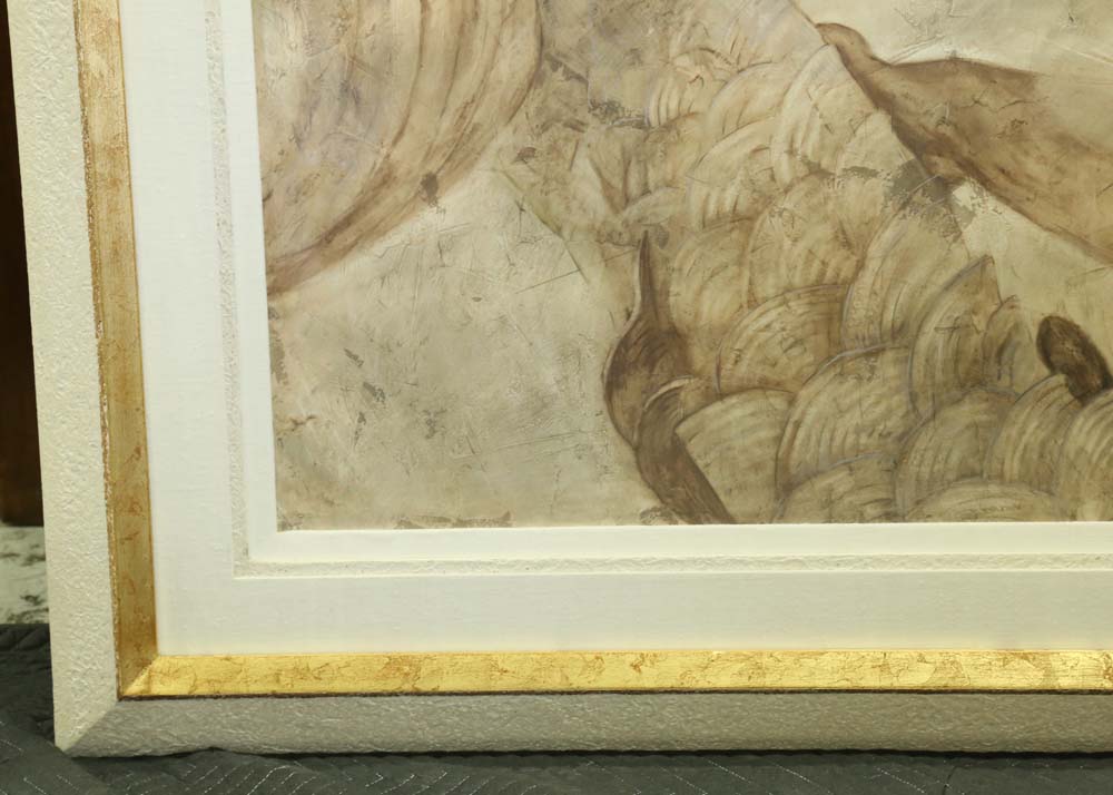 Large Framed Embellished Offset Lithograph by S. Lorello "The Mermaid"