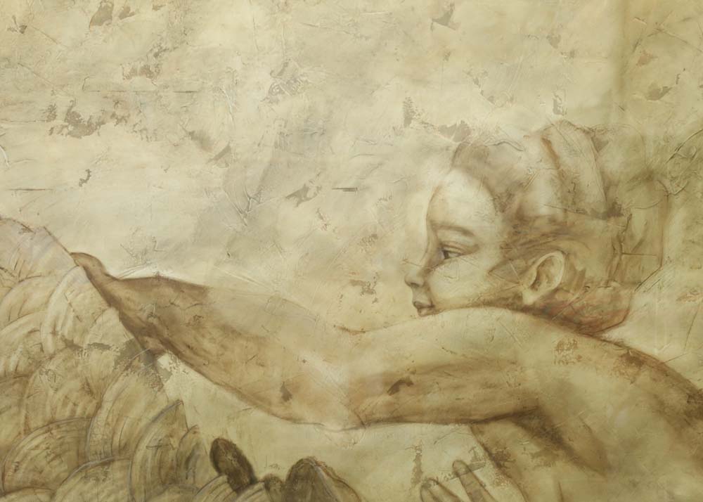 Large Framed Embellished Offset Lithograph by S. Lorello "The Mermaid"