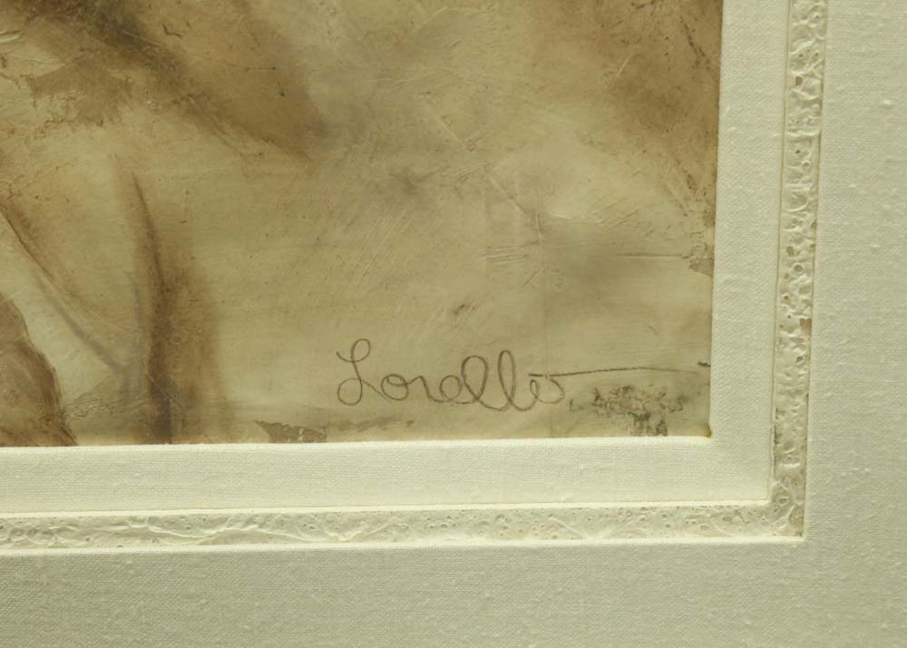 Large Framed Embellished Offset Lithograph by S. Lorello "The Mermaid"