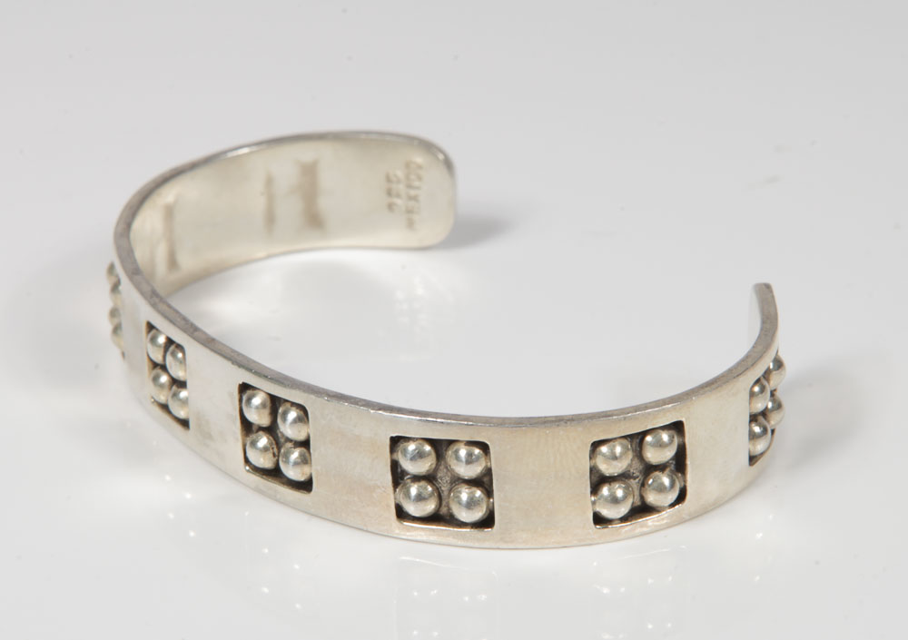Mexican Sterling Silver Bangle and Cuff Bracelets Featuring Taxco