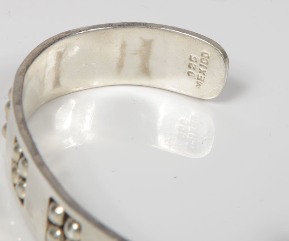 Mexican Sterling Silver Bangle and Cuff Bracelets Featuring Taxco