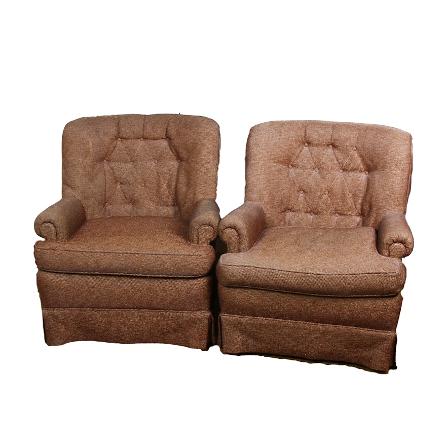 Pair of Upholstered Swivel Chairs