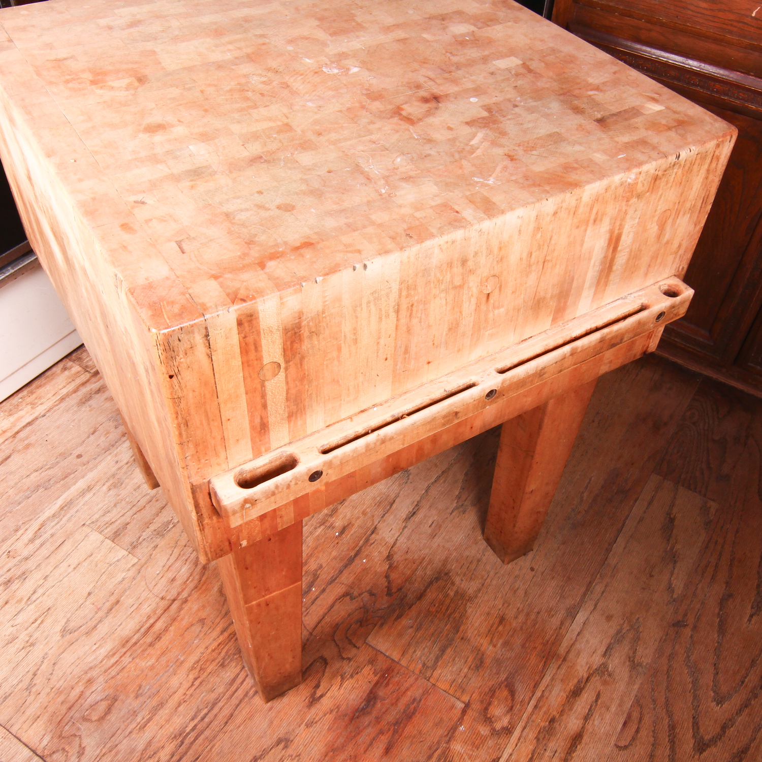 End Grain Butcher Block Table with Knife Rack After John Boos Design